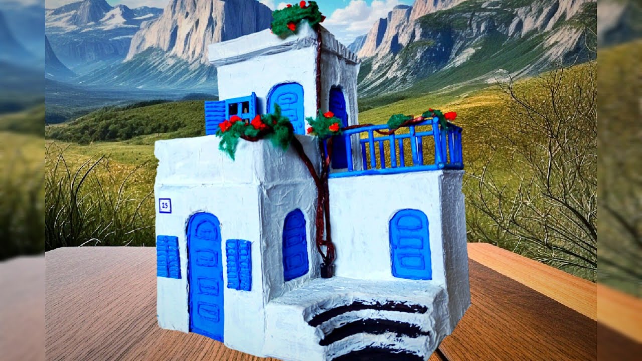 Incredible DIY Greek House Made from Cardboard – Step by Step Transformation