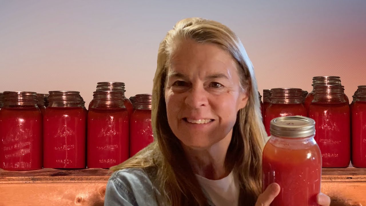 Canning tomato juice from fresh tomatoes at Prairie Road