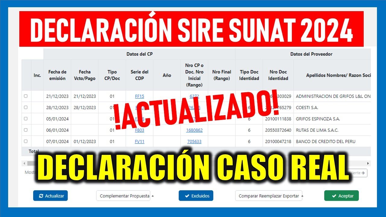 DECLARACIÓN SIRE SUNAT |CASO REAL: Registro de Compras y Ventas SIRE SUNAT