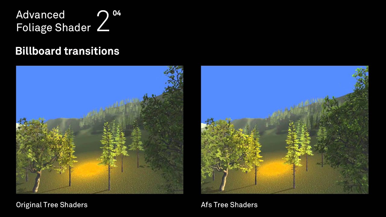 Advanced foliage shader -- Tree Billboard Transitions