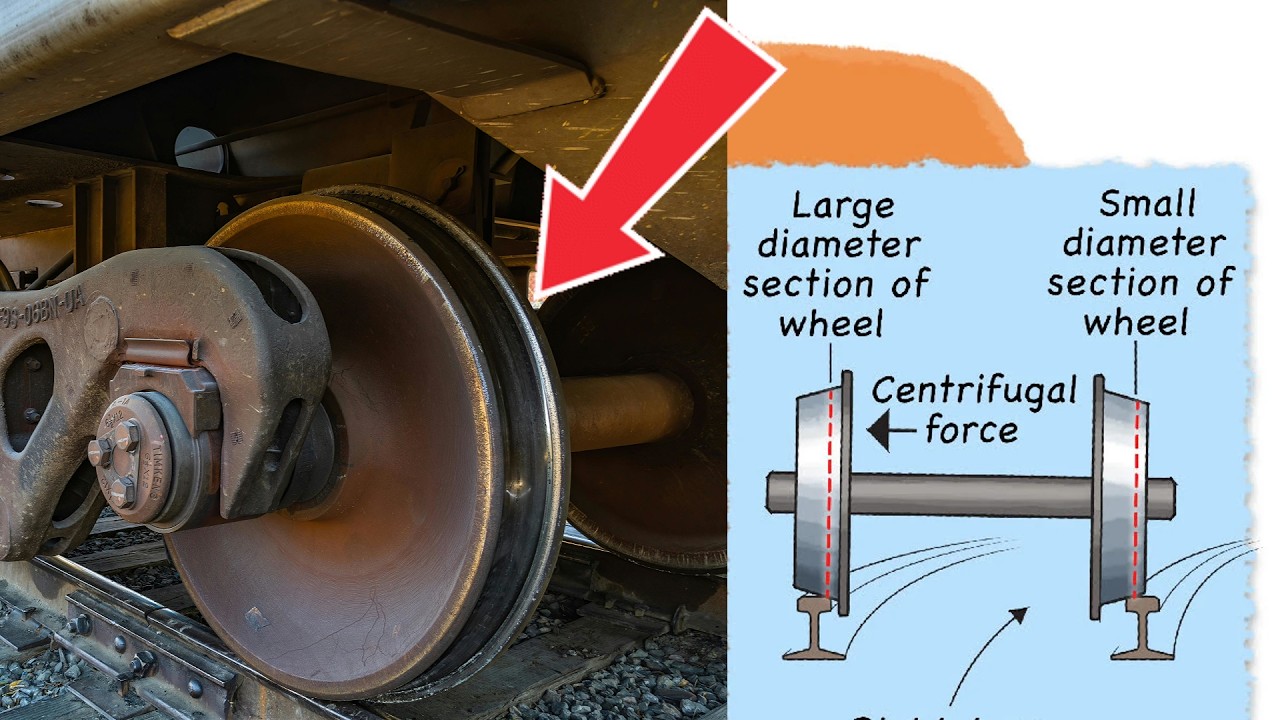 Why are train wheels more like cones rather than perfectly round?