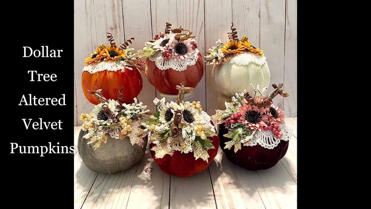 Altered Dollar Tree Velvet Pumpkins