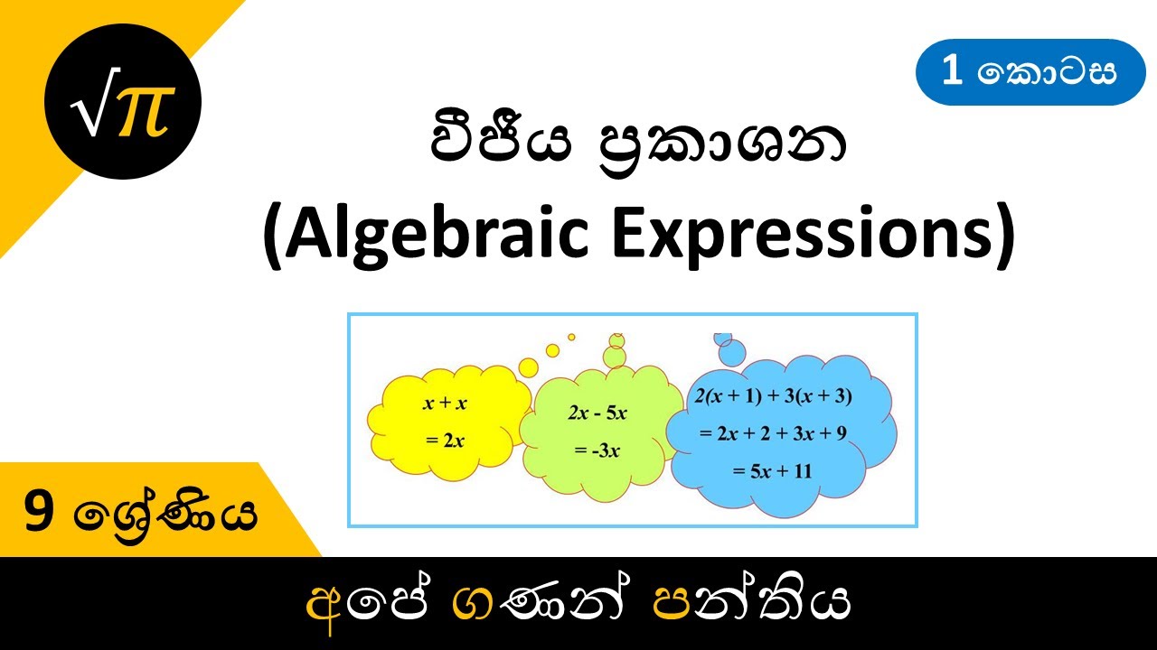 Grade 9 - Algebraic Expressions (Part 1) | 9 ශ්‍රේණිය - වීජීය ප්‍රකාශන (1 කොටස)
