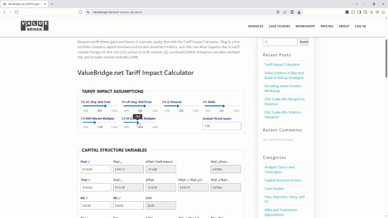 Tariff Impact Analysis for PE deals