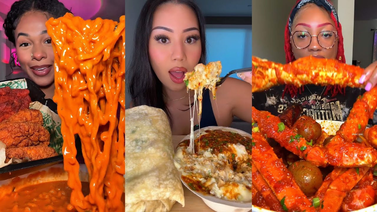 Подборка TIKTOK Mukbang | Wingstop, Chipotle, SeaFood Boil, McDonald's и многое другое!
