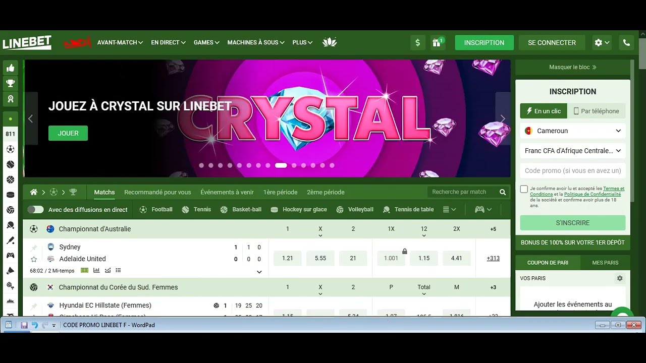 Linebet inscription en ligne et code promo. Comment cr&eacute;er un compte Linebet avec le code promo