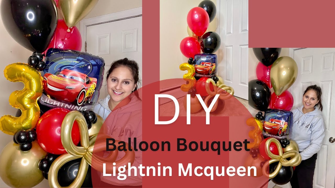 DIY Lightning McQueen Balloon Bouquet