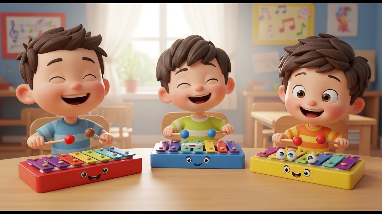 Três Pequenos Xilofones de Brinquedo Ting | Canções Infantis e Rimas para Crianças