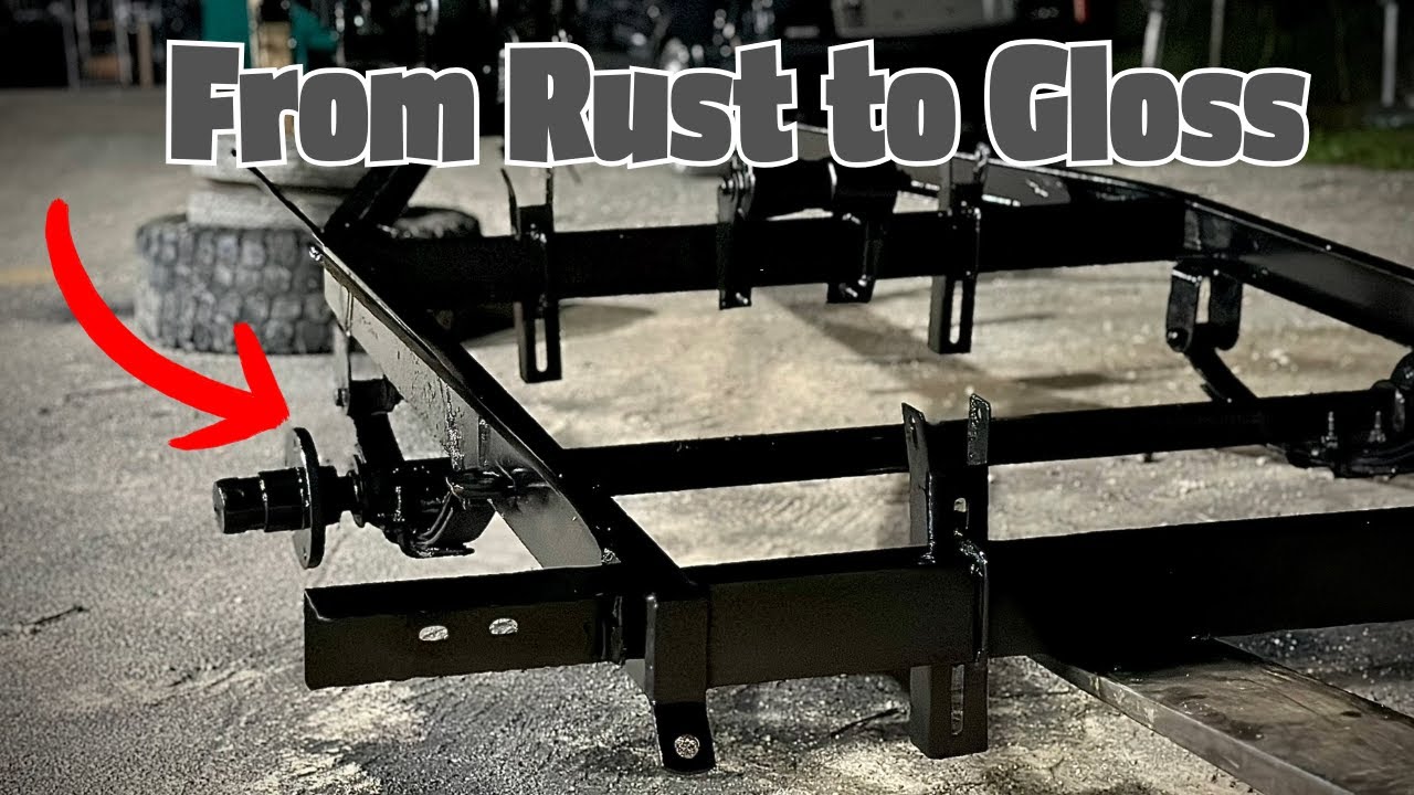 Sanding & Painting Rusty Trailer | Jon Boat Trailer Restoration Part 1 (Enamel Spraying Frame)