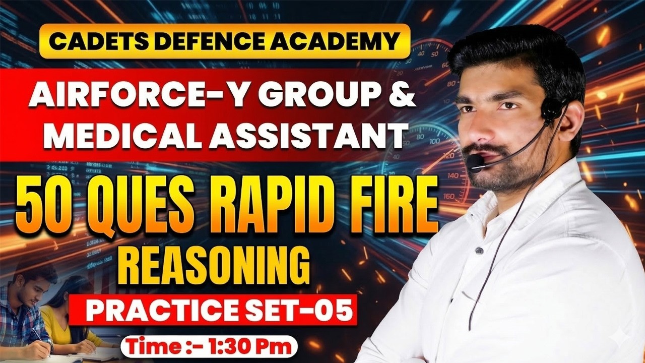 Airforce Y Group & Medical Assistant Reasoning 50 Ques Rapid Fire  Practice Set 05 | By Robin Sir