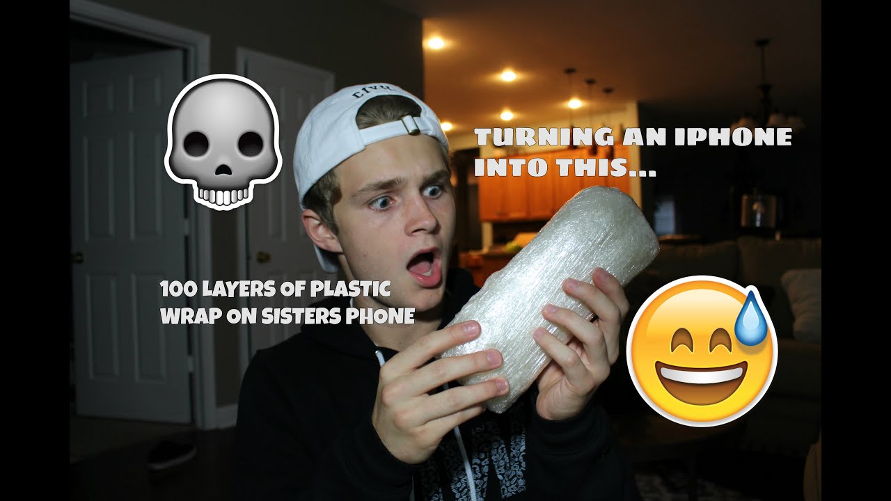 100 LAYERS OF PLASTIC WRAP ON IPHONE PRANK!!!