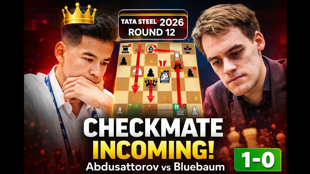 Abdusattorov vs Matthias Bluebaum | TATA STEEL Chess 2026 | Round 12 | #chess #tatasteelchess