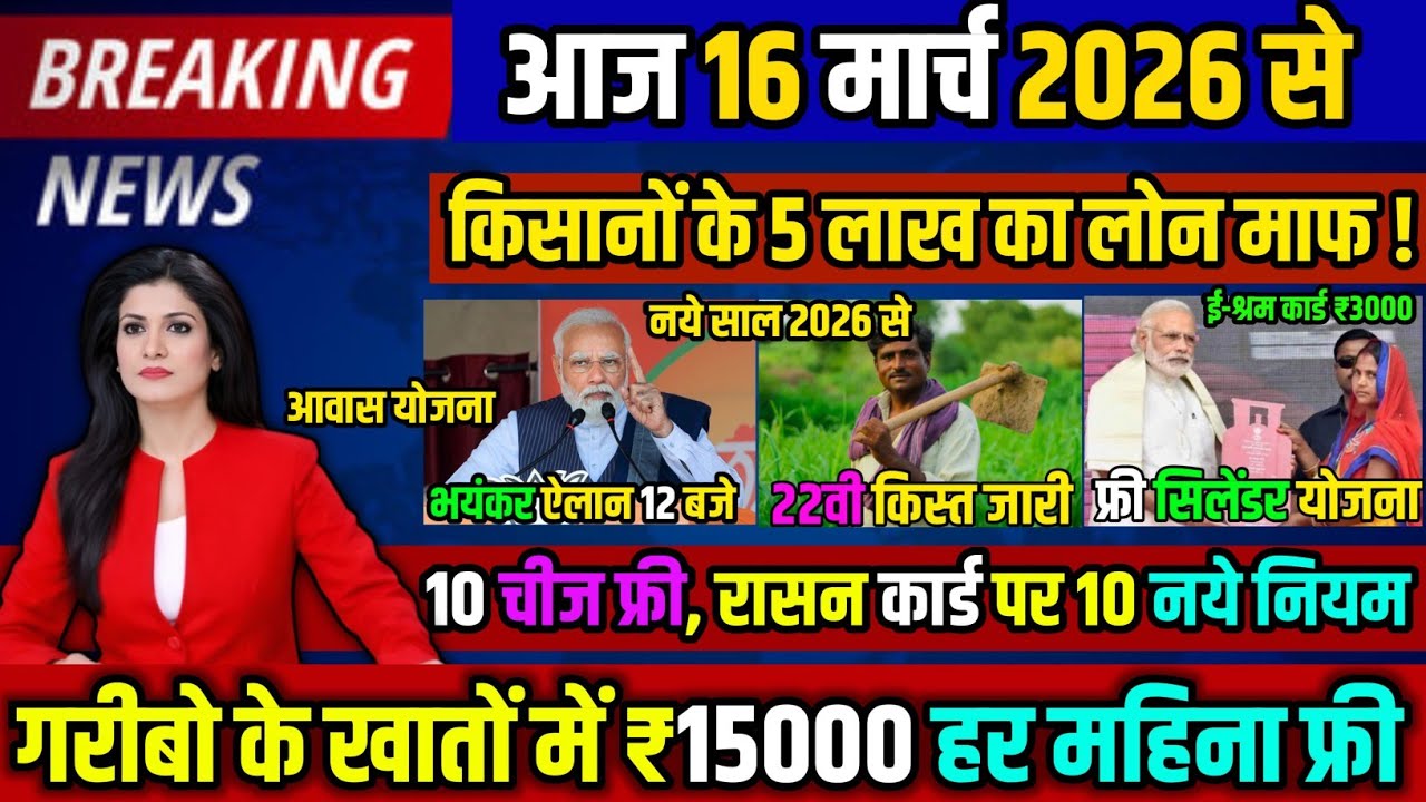 आज 15 मार्च सुबह की 100 बड़ी खबरें , PM Modi big annoucment, किसान KCC लोन माफ, बिजली #फ्री
