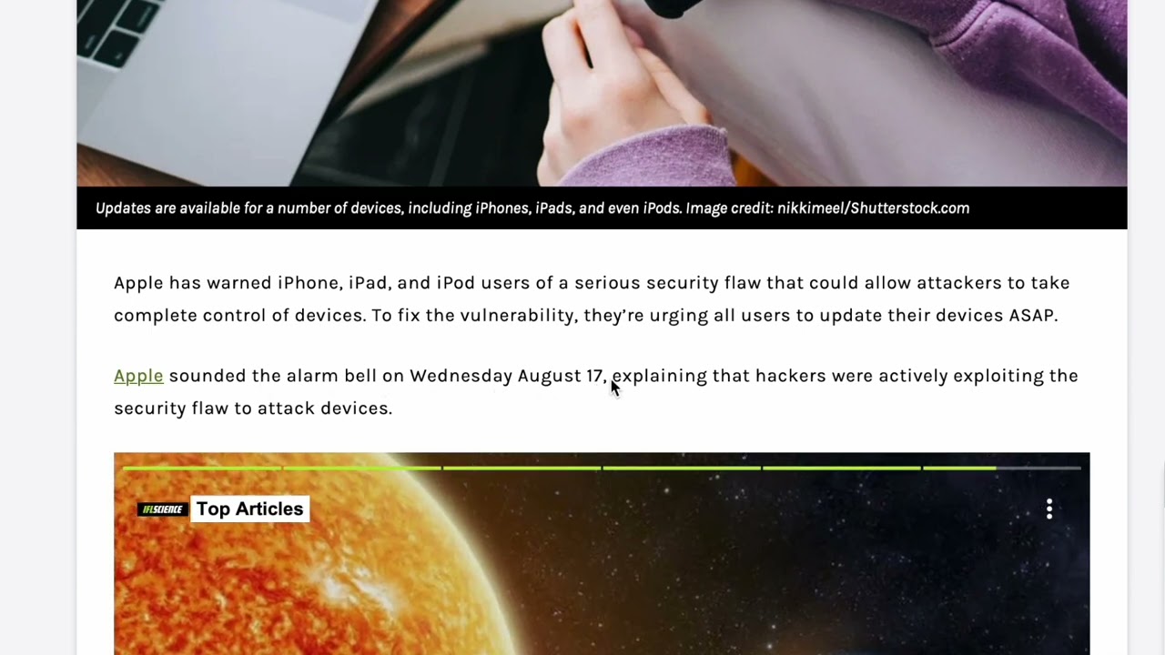 C1 Metin Analizi | Apple Warns Of Security Flaw