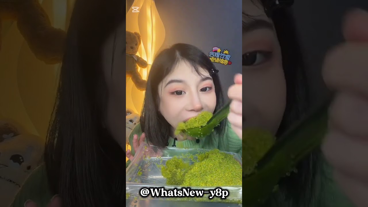 #ASMR big portion green tobiko eggs EXTREMELY crunchy fishroe #fyp 