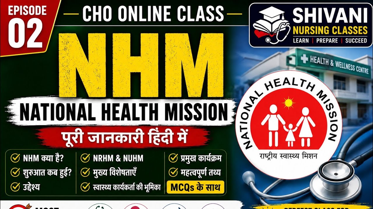 NHM (National Health Mission) Complete Notes in Hindi | CHO Exam | Shivani Nursing Classes