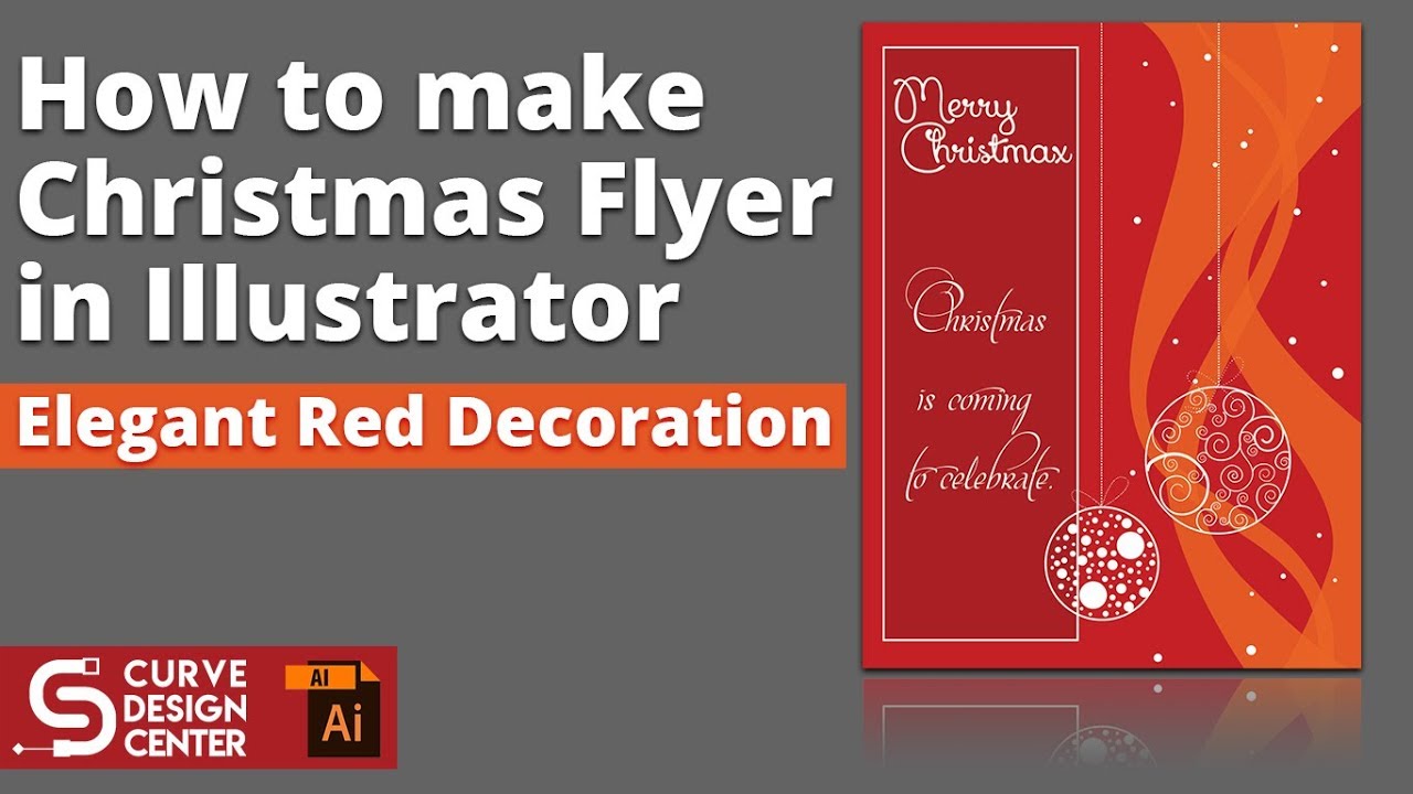 How to make Christmas Flyer | Elegant red decoration flyer in Illustrator