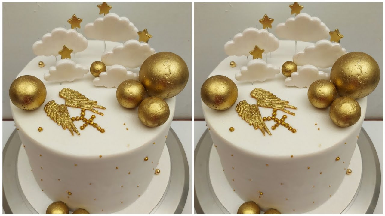 Pastel De Bautizo En Fondant Para 30 Porciones | Esferas Tecnopor Con Nácar Y Manteca | 0 Pliegues