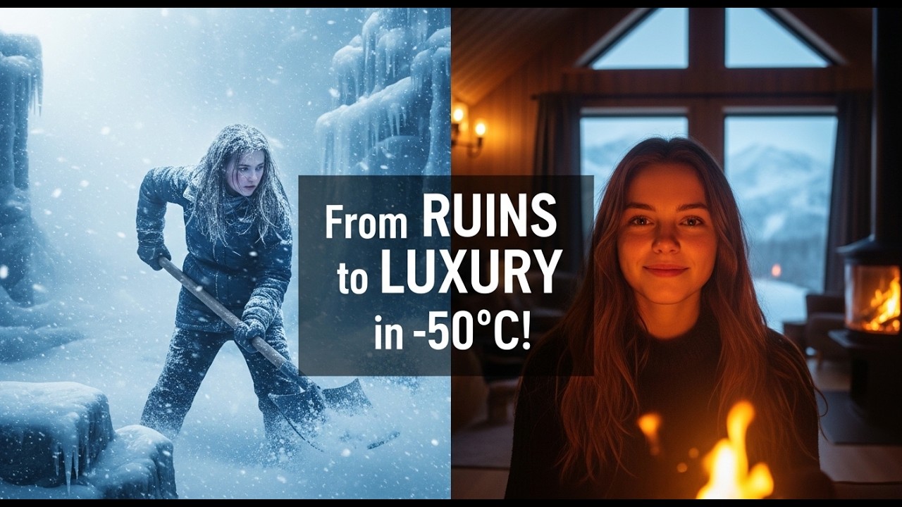 -50°C Challenge: I Transformed Frozen Mountain Wreck into Cozy Modern Retreat (Full Build ASMR)