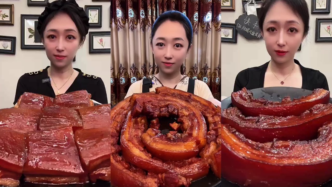 ASMR SOSLU ÇİN YEMEKLERİ SPICY CHINESE FOOD 吃辛辣的中国菜 (Pork Belly) 🍖MUKBANG 먹방 🌶