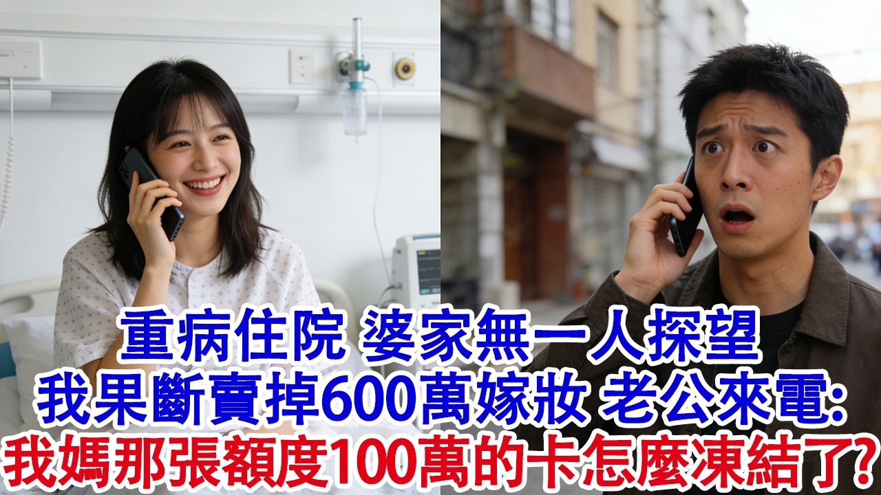 我重病住院，婆家無一人探望，我默默賣掉我600萬嫁妝。出院後老公打來電話：“老婆，我媽那張額度100萬的卡怎麼被凍結了？#婆媳 #家庭 #婚姻 #情感故事 #為人處世