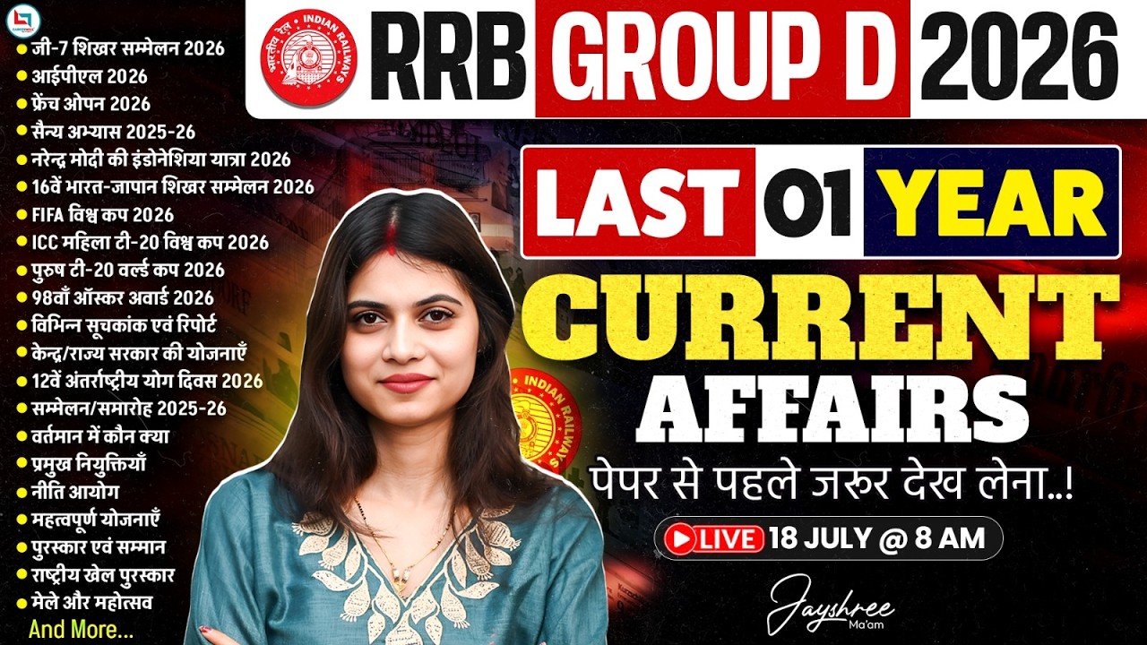 RRB Group D Current Affairs 2026 | Last 12 Months Current Affairs 2026 | RRB Group D Current Affairs