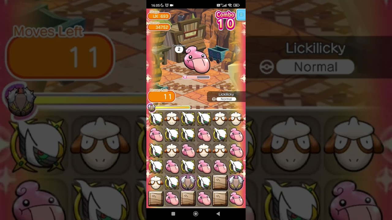 Pokemon Shuffle - UX 693 Lickilicky Itemless Clear