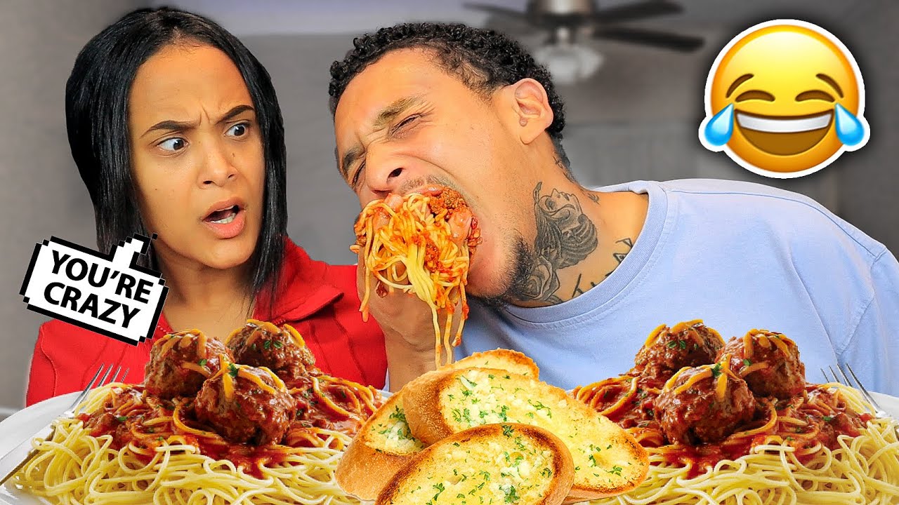 DIGGING MY HAND INTO ALICIA'S FOOD TO SEE HER REACTION...