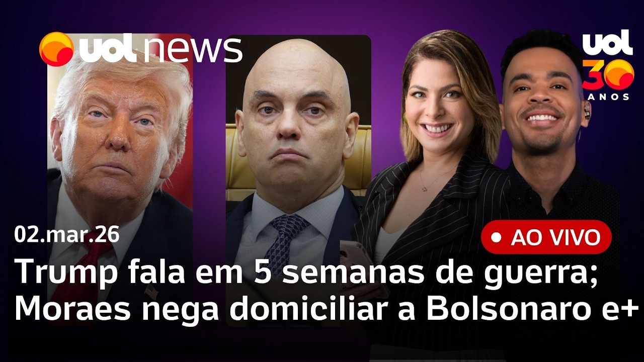 Trump prevê guerra por até 5 semanas; Irã promete reação; Moraes nega domiciliar a Bolsonaro e+