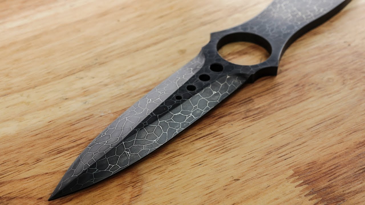 Making Nebula Damascus Skeleton knife from bearing balls