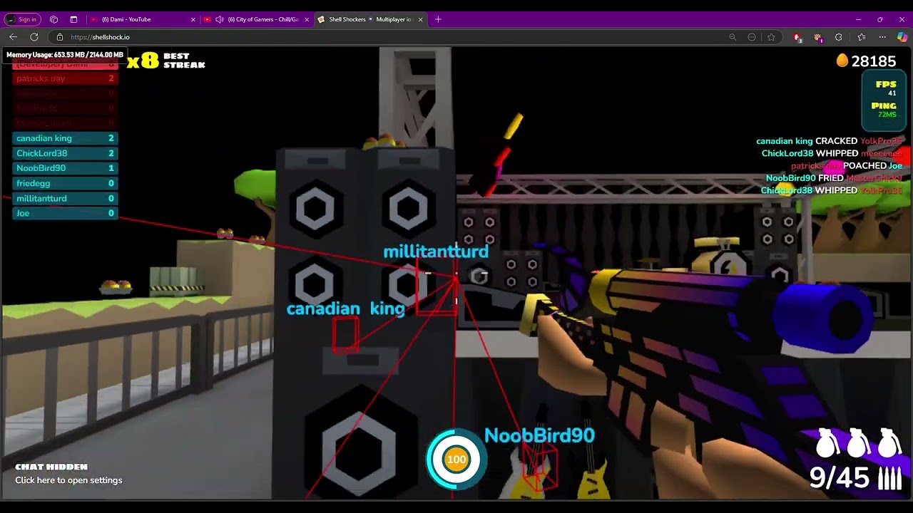 Hacking on noobs in Shell Shockers with the best hack!