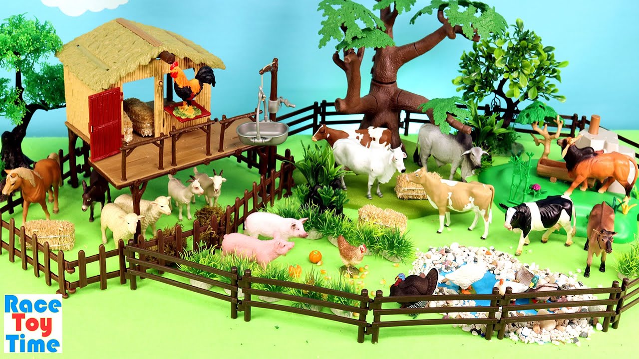 A Barnyard with Farm Animals - Fun Farm Adventure