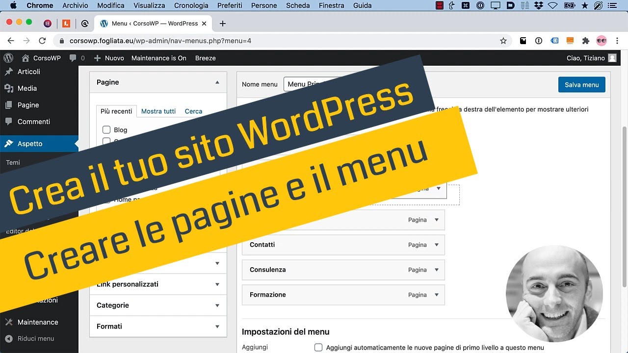 Crea il tuo sito WordPress - Creazione Pagine e Menu