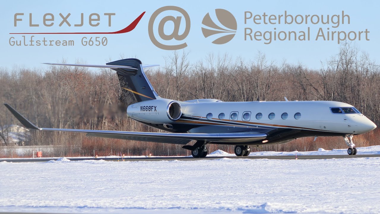 Flexjet - Gulfstream G650 takeoff at Peterborough (YPQ) 🍁