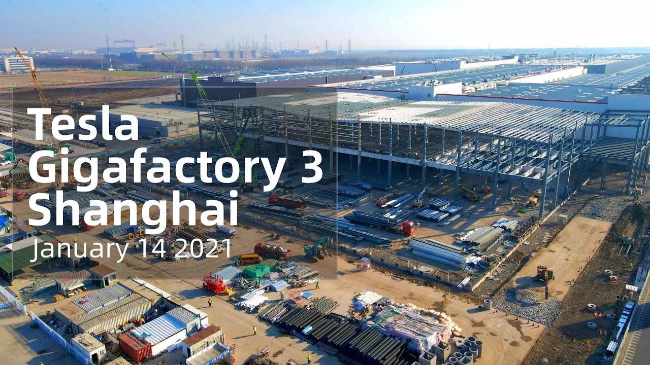 (January 14 2021)  Tesla Gigafactory 3 Shanghai 4K Video
