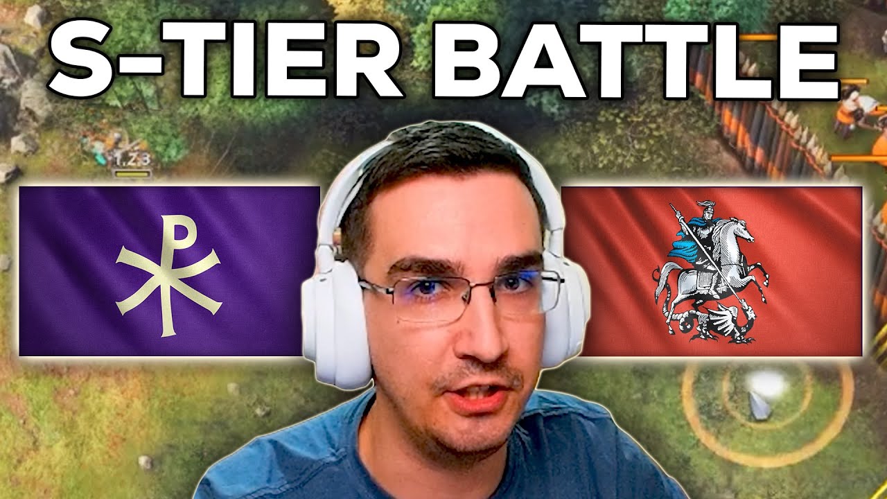 Beasty (Byzantines) vs LoueMT (Rus) on Rocky River in AOE4...