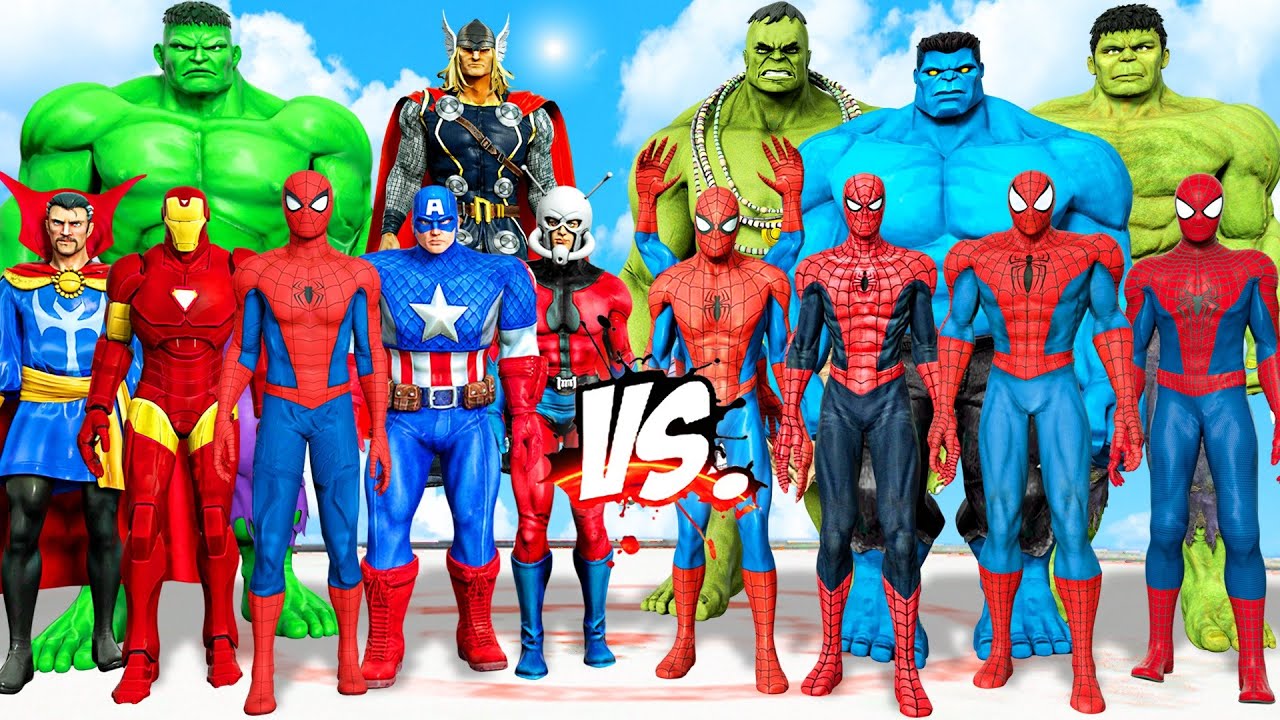 THE AVENGERS COMIC VS TEAM SPIDER-MAN & TEAM HULK - EPIC SUPERHEROES WAR
