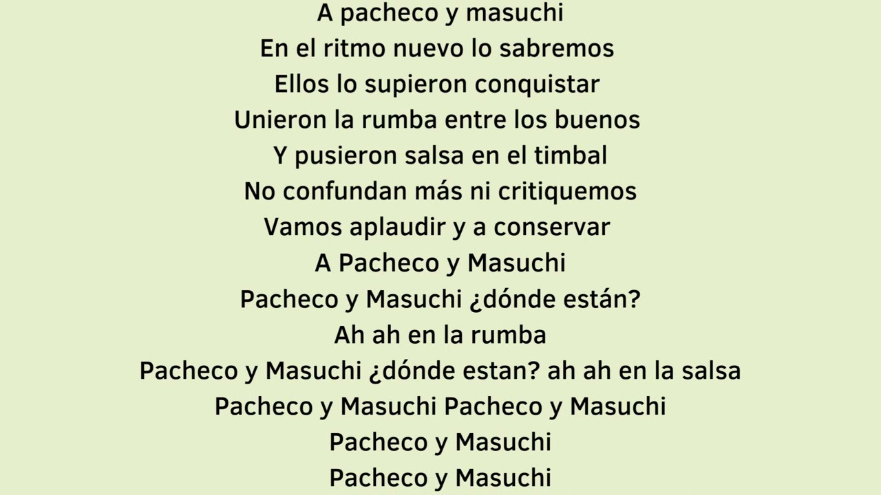 Pupi y charanga Pacheco y Masucci - Letra