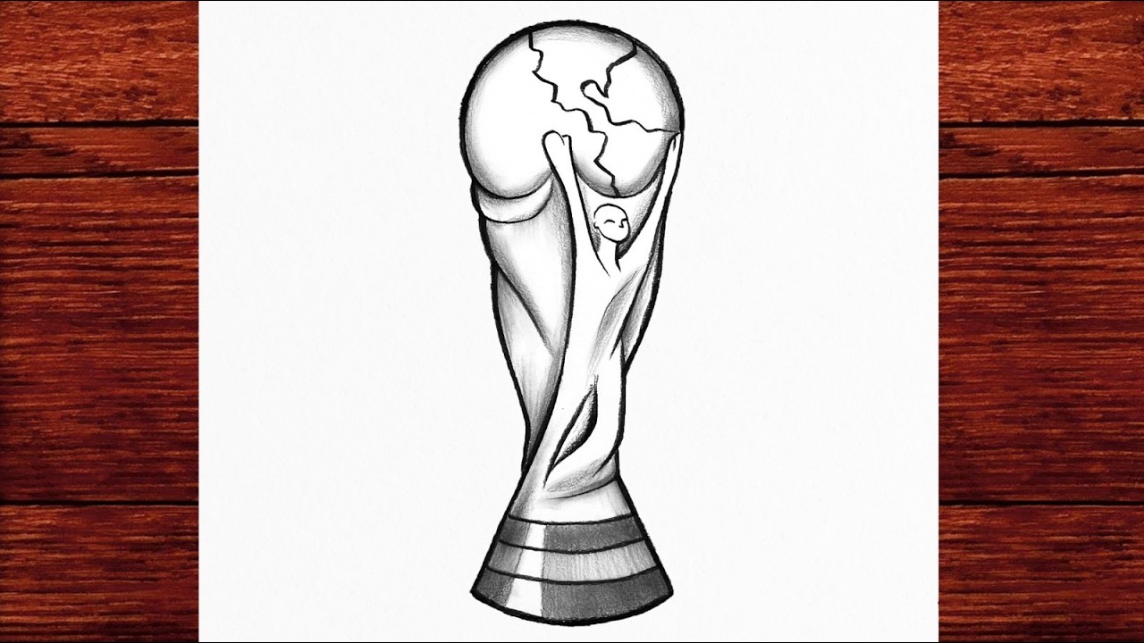 World Cup Trophy Drawing Easy ✍️ Step by Step Football Cup Pencil Drawing