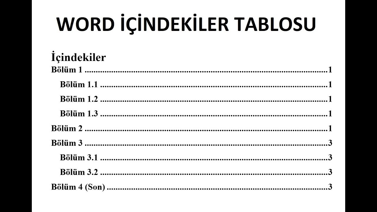 Word İ&ccedil;indekiler Tablosu nasıl yapılır | Otomatik ve El ile tablo oluşturmak