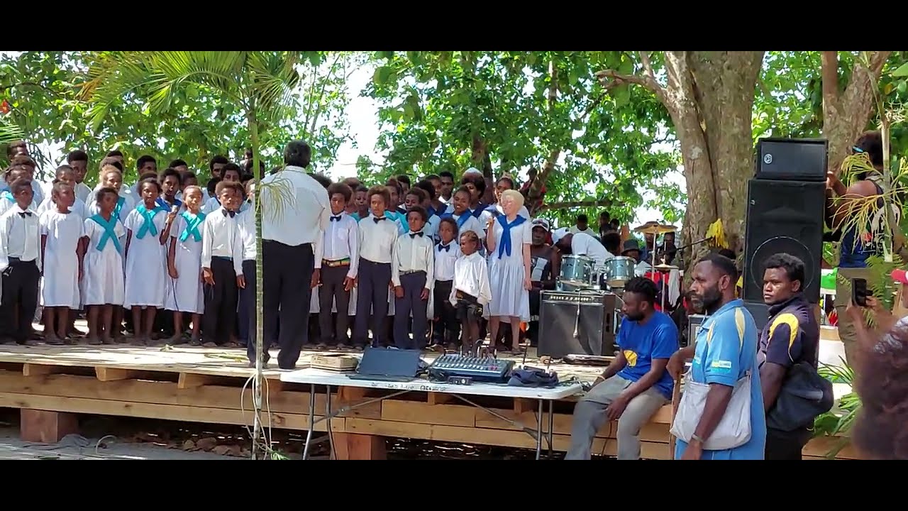 Emirau SDA Youth Choir singing during 47 PNG independence celebrations at Panapai Village in Kavieng