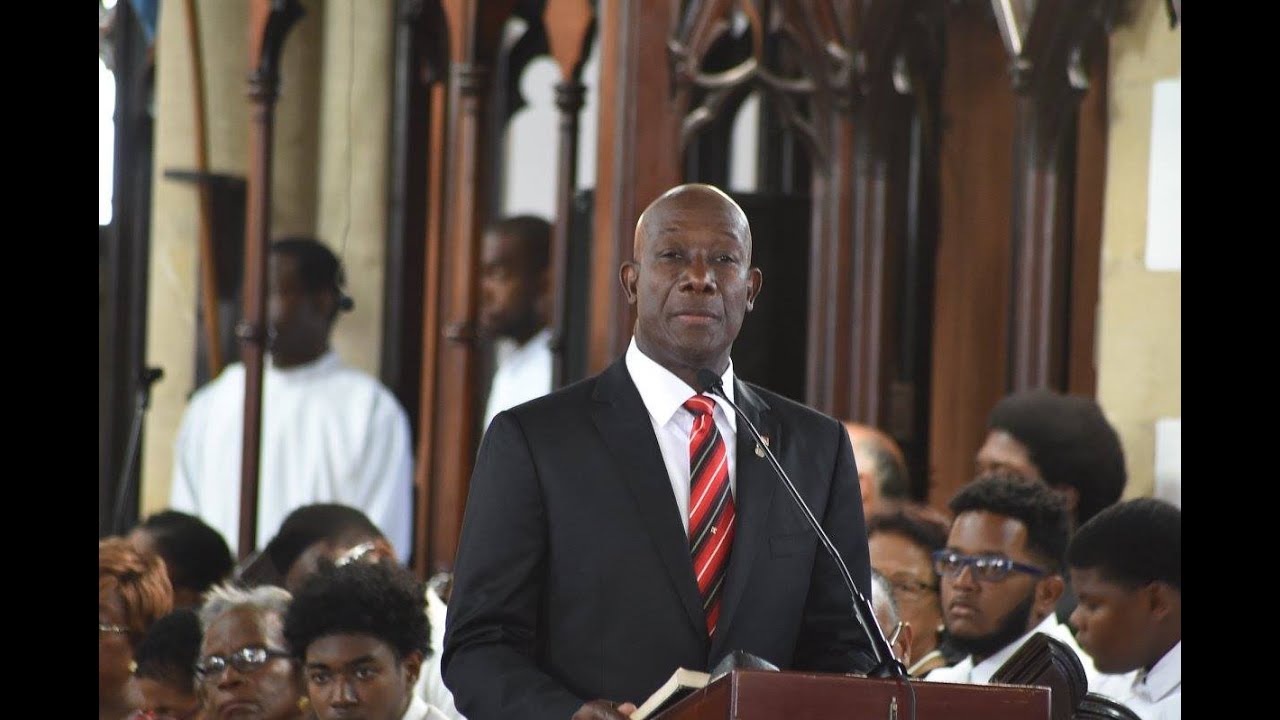 Prime Minister Rowley speaks at the State Funeral in honour of Former Prime Minister Patrick Manning