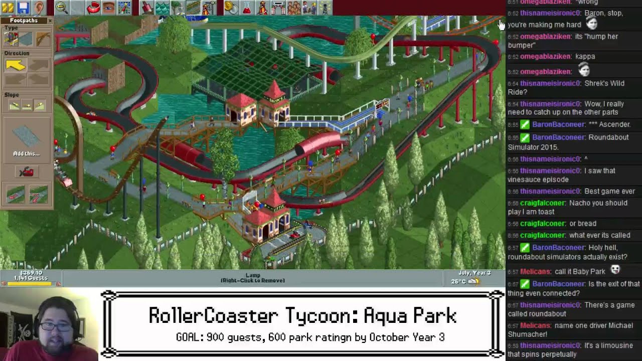 TheKillerNacho Live: Roller Coaster Tycoon, Aqua Park - Part 4