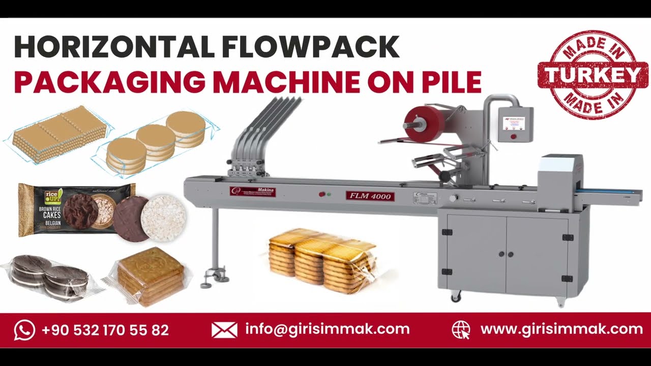 HORIZONTAL FLOWPACK PACKAGING MACHINE ON PILE FOR BISCUITS PACKAGING FLOW WRAPPER