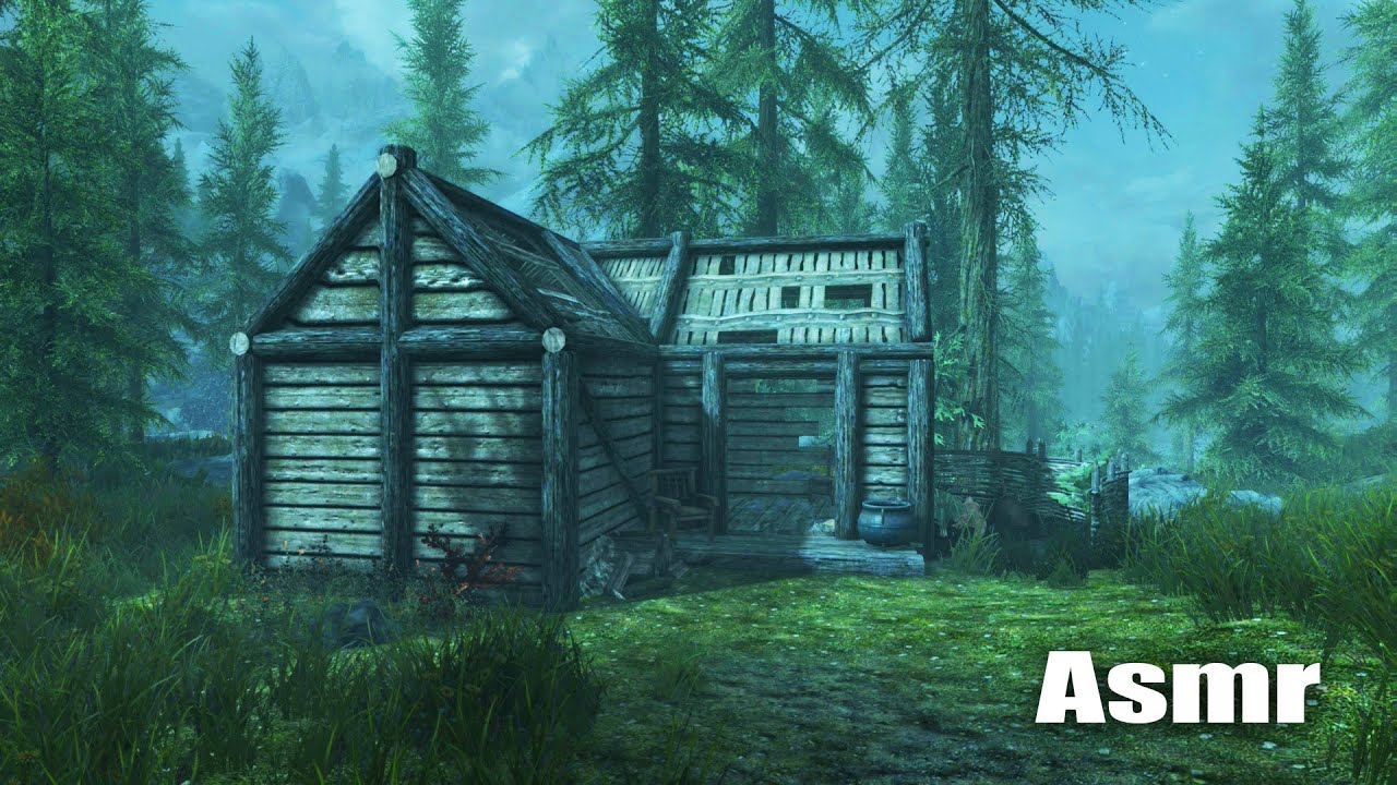 Skyrim Asmr / Taking Shelter in Anise's Cabin During a Thunderstorm (No Talking)