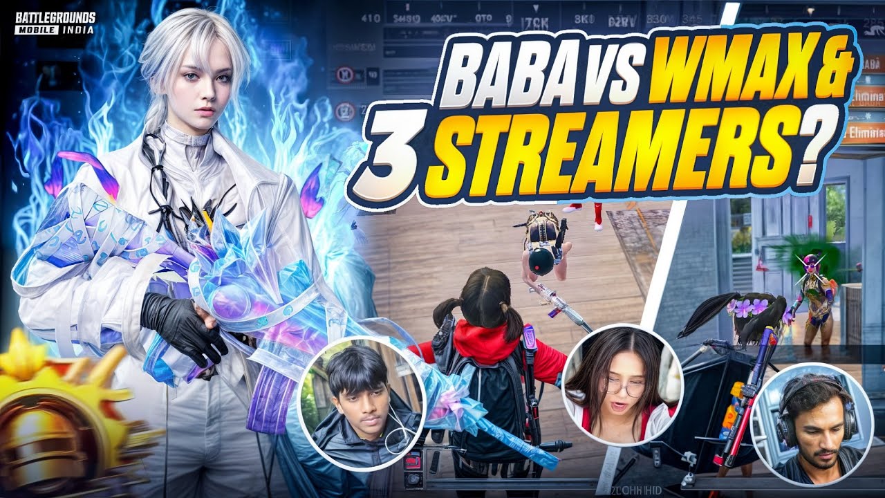Wmax+ 3 Streamers vs Current Baba ~ BGMI #streamervsstreamer #streamer #wmaxgaming 