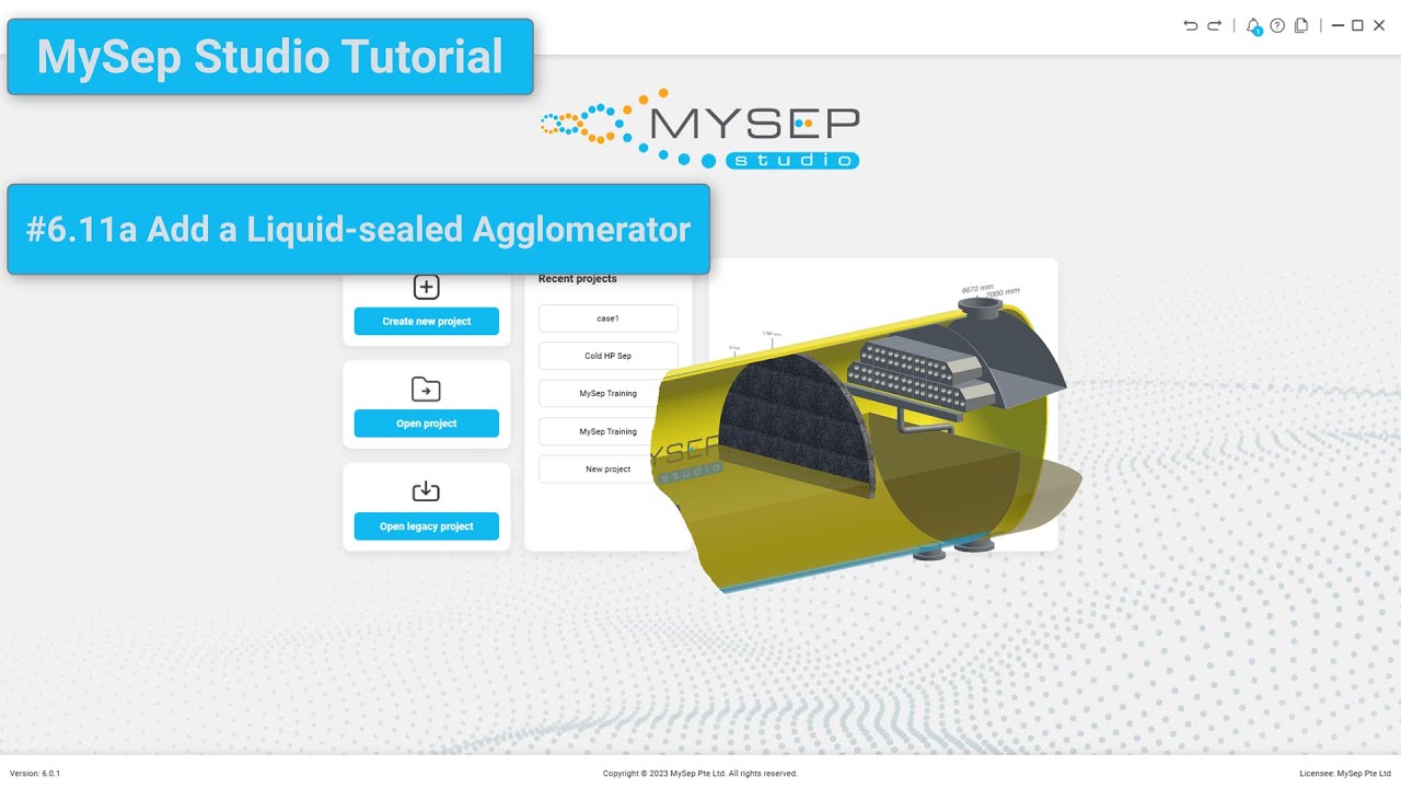 MySep Tutorial #6.11a: Specify a Liquid Sealed Agglomerator
