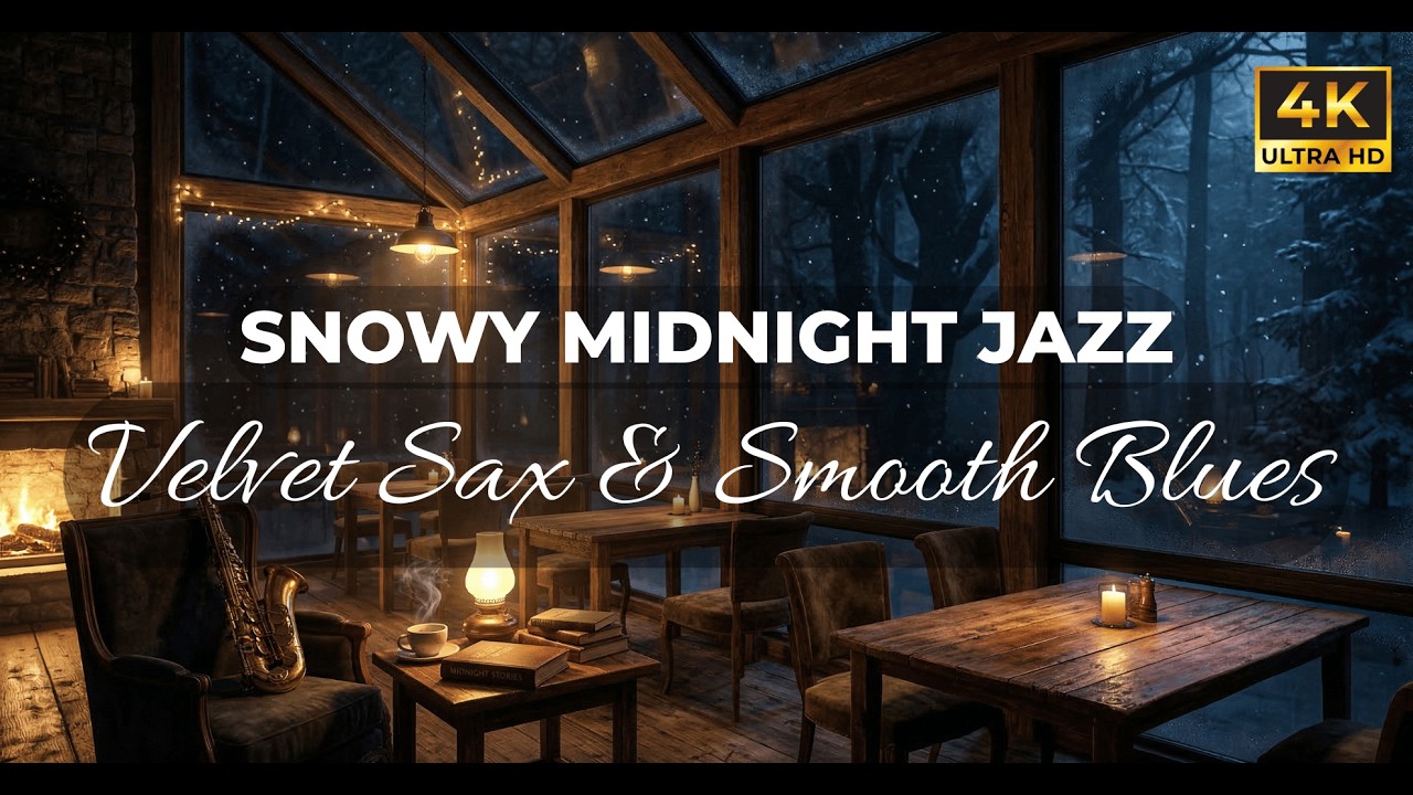 🌙 Snowy Midnight Jazz 🎷 Velvet Sax & Smooth Blues – Relaxing Night Ambience