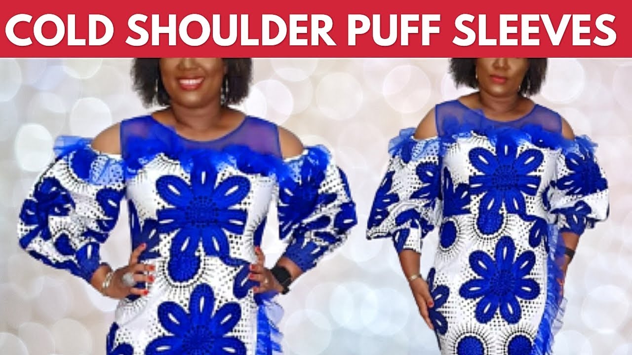 COLD SHOULDER PUFF SLEEVES | Cutting & Stitching | How to Cut & Sew a Cold Shoulder Dress | Silem