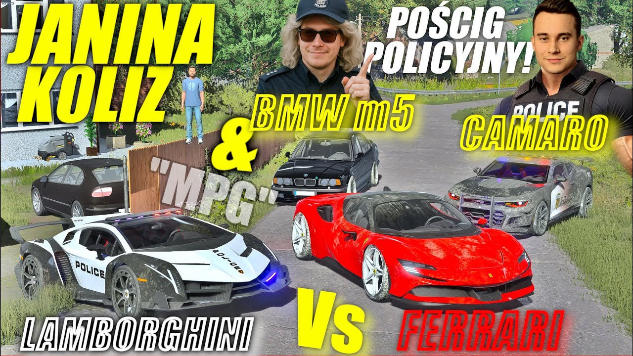 🔥Janina & Koliz vs FERRARI!😱ZRUJNOWAŁ GOSPODARSTWO!?💥UDERZYŁ W AUTA DZIEJUSIA!😭🚓
